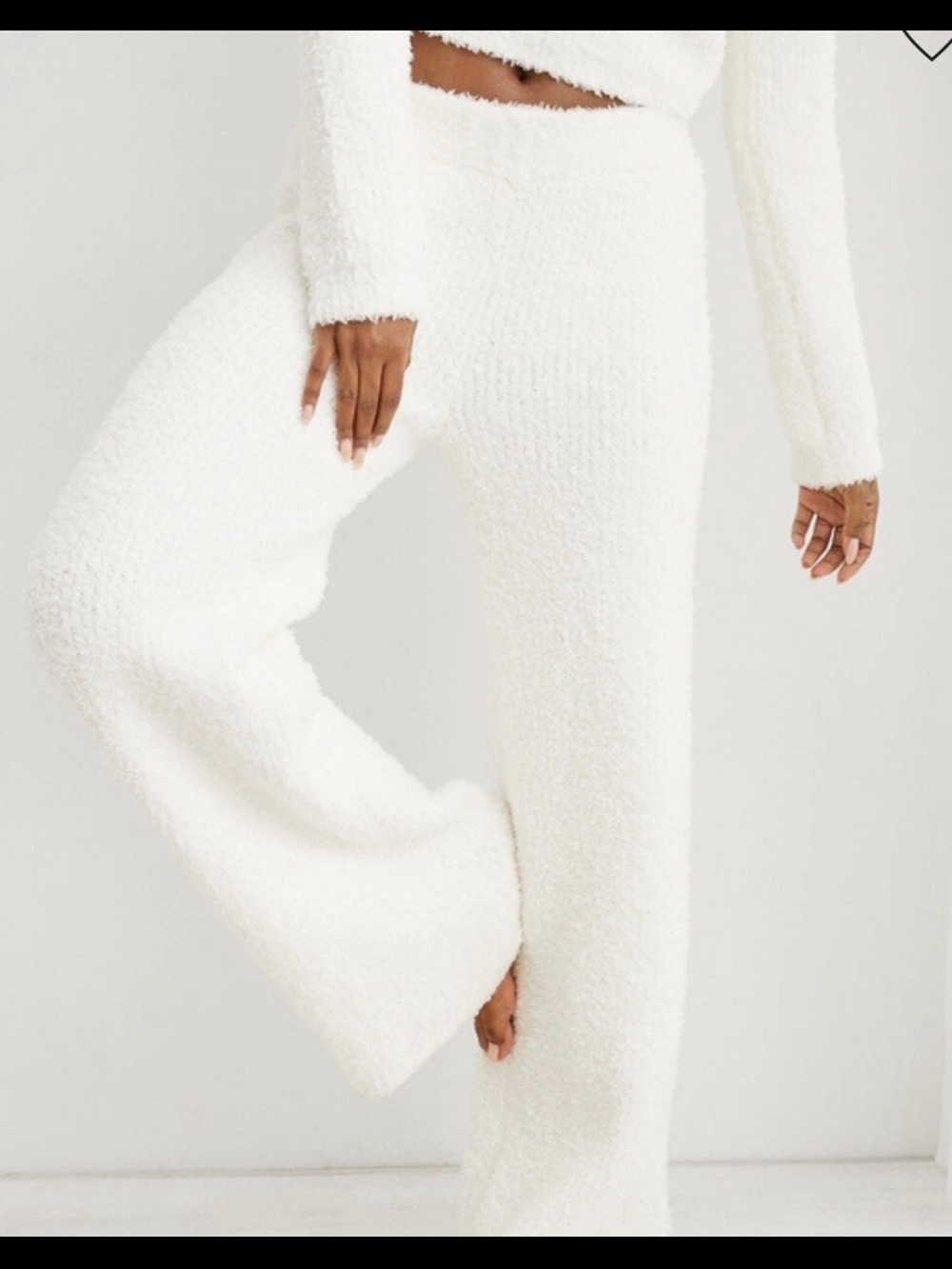 Aerie Teddie Textured Knit Flare Pants Oatmeal Cozy Wide-Leg Plush Knit XL